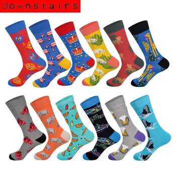 

Downstairs Newly Men Cotton Socks Animal Series Rabbit Giraffe Elephant Shark Sausage Beer Musical Pattern Socks EUR38-44