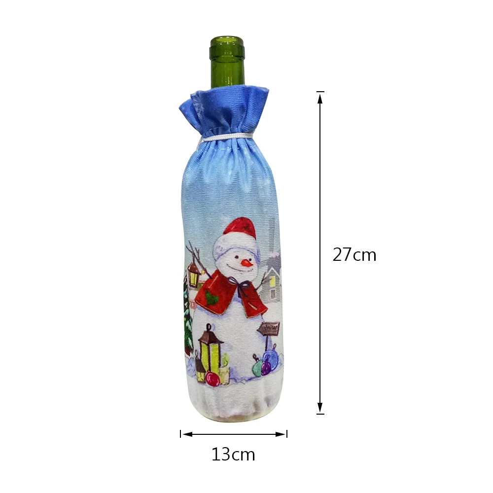 1Pcs 27x13cm Крышка бутылки вина год Рождество колокольчик Санта Клаус кукла Декор Снеговик Олень Крышка бутылки кухня Декор на Рождество ужин вечеринка - Цвет: 1Pcs 27x13cm