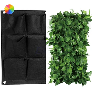 

Vertical Garden Planter Wall-mounted Planting Flower Grow Bag 6 Pocket Vegetable Living Garden Bag Home Supplies