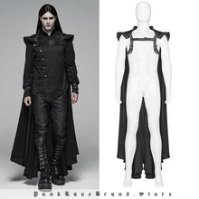 Панк рейв Готический мужской черный длинный плащ панк воин плащ с серебряными цепочками цепь мода клуб пальто для Хэллоуина Мужская накидка