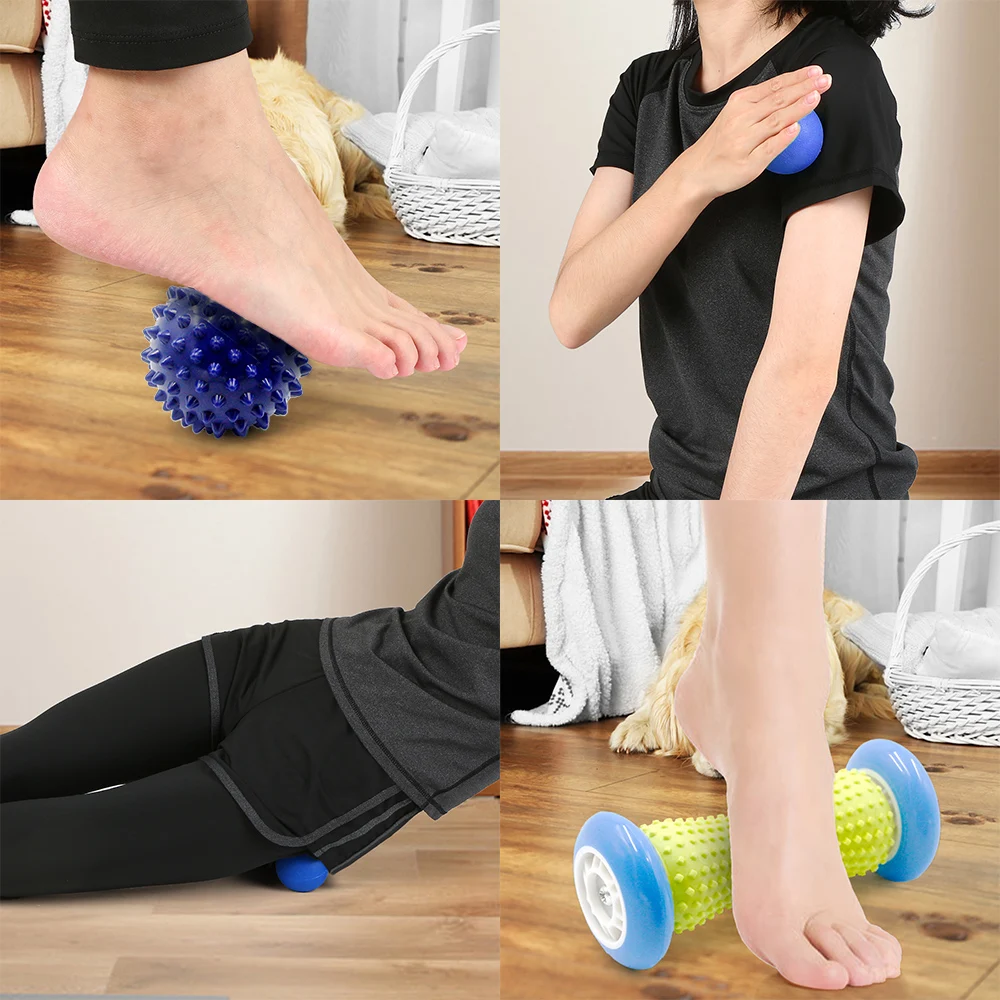 Plantar Fasciitis ролик для массажа ног с шиповидным шариком Массажный мяч рука ноги в спине боли терапия глубокая ткань триггер точка восстановления