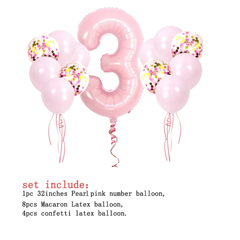32 дюйма большая фольга с днем рождения воздушные шары принцесса розовый/синий номер латексный шар 1-й День рождения украшения Детские балоны