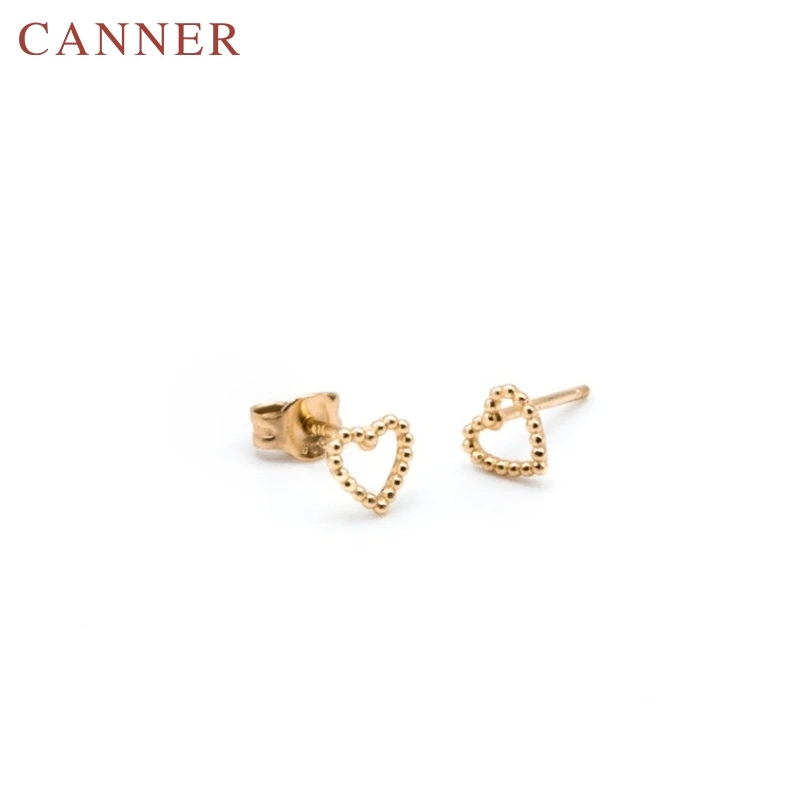 Модные 925 пробы Серебряное пустое сердце серьги-гвоздики для женщин Простые милые золотые серьги для девушек милые вечерние ювелирные изделия