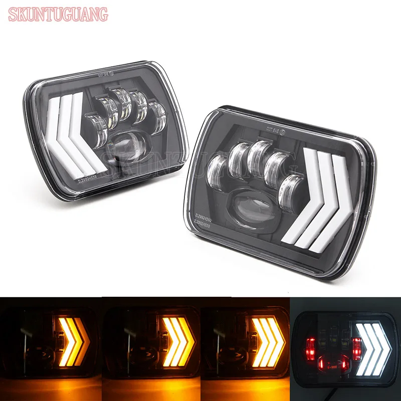 5x7 Inch LED Headlight Projector 55W Headlamp DRL Turn Signal Light