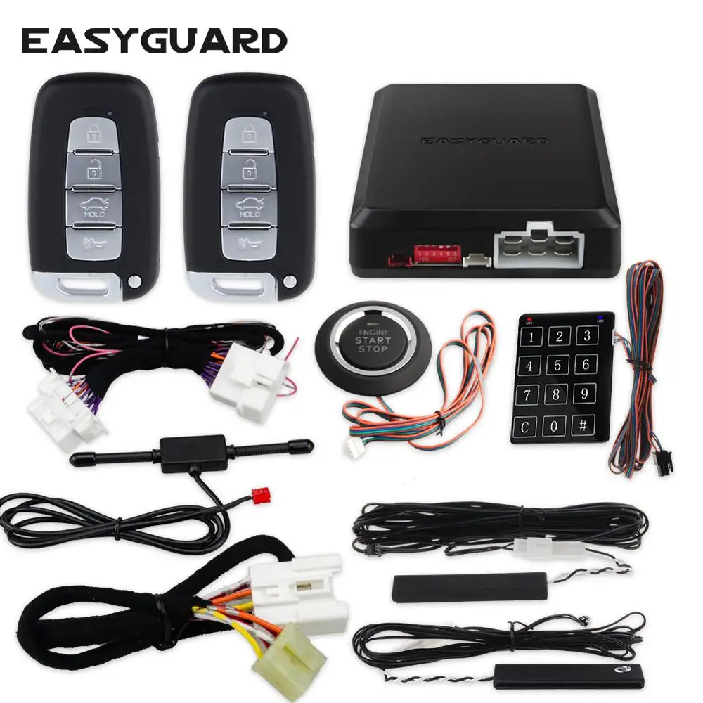 EASYGUARD без ключа старт стоп подходит для kia plug and play CAN BUS совместимый удаленный стартер автомобиля push start система pke Автосигнализация