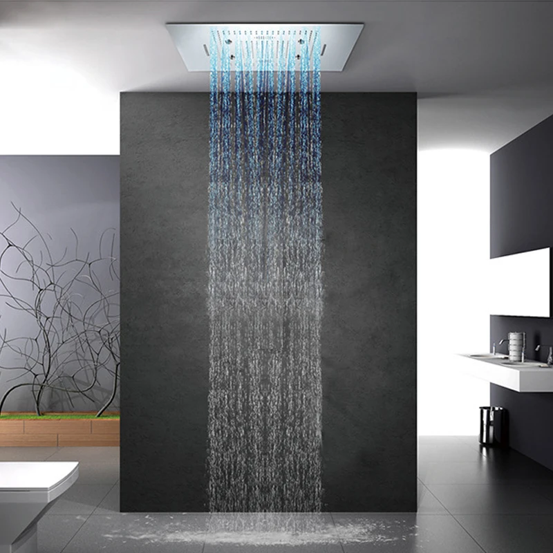 M Boenn-cabezales de ducha de alta presión, cabezal de ducha de lluvia de  baño, Panel de ducha de música LED embellecido, acero inoxidable, 3  funciones, grande, Nuevo - AliExpress
