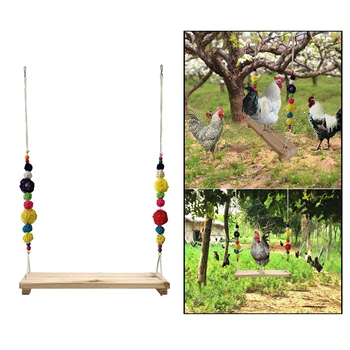 

Pet Chicken Swing Toys Natural Wooden for Hens Large Bird Parrot Macaw Training