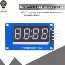 Модуль светодиодного дисплея TM1637 для Arduino, 7 сегментов, 4 бита, 1,5-дюймовые часы, красная анодная цифровая трубка, комплект с четырьмя серийным...