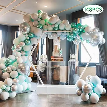 

148pcs Balloon Garland Kit Green Blue Grey Chrome Metallic Macaron Balloon Arch Wedding Birthday Party Bridal Shower Decoration