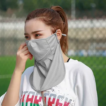 

Unisex dust masks outside sunscreen chiffon mask neck breathable solid color dustproof anti-pollution adjustable mask