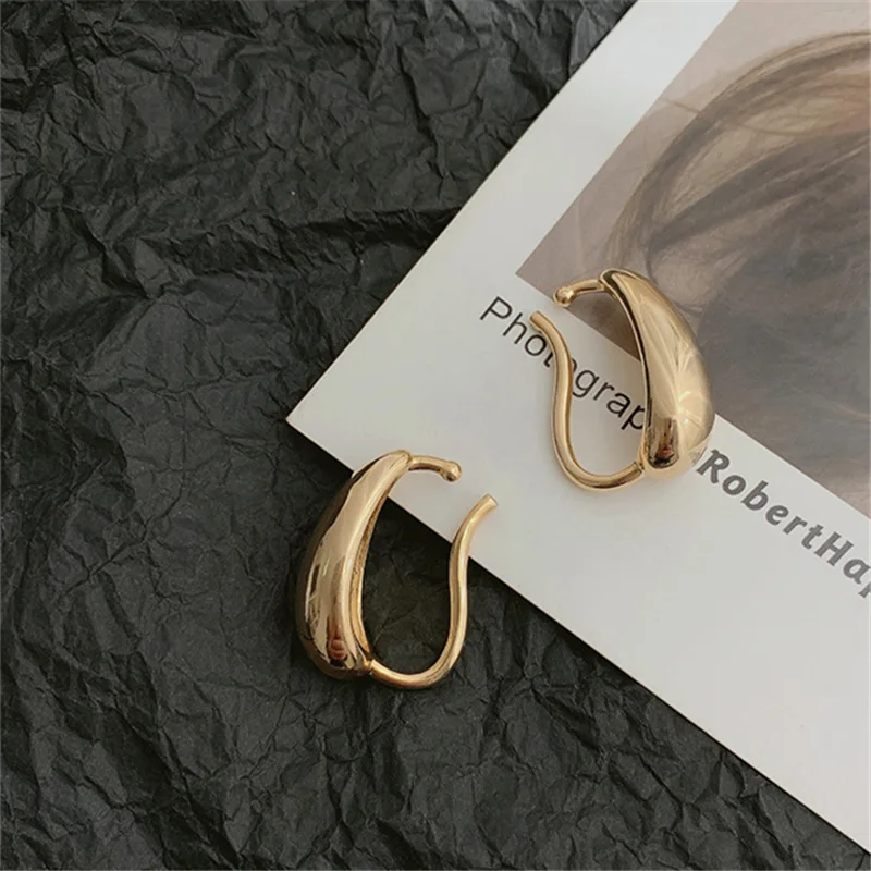 Retro Golden Punk Earrings Without Piercing Metal Ball Chunky Ear clip for Women ear clip earrings,clip earrings,ear clip,ear accessories