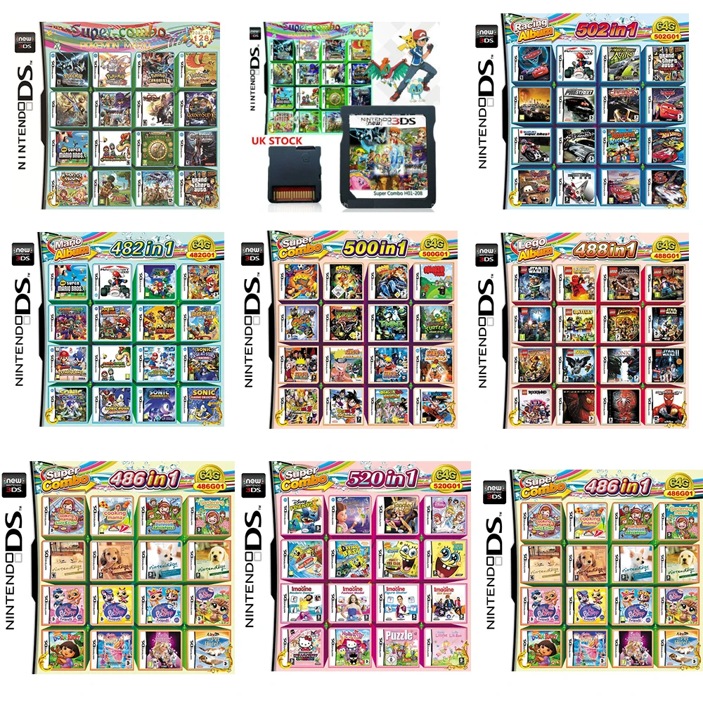 Tarjeta de juego DS 3DS NDSi DSi NDS NDSL Lite, nueva tarjeta de juego de DS, colección de Pokemon 280, versión colorida en inglés