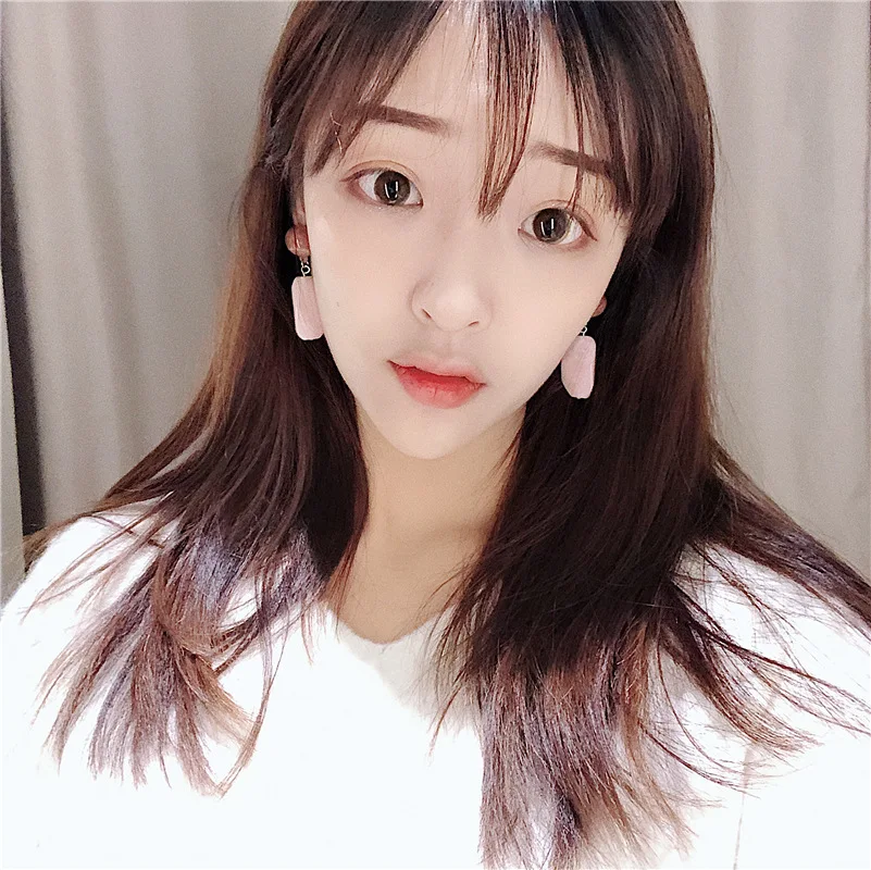 Женские квадратные серьги капельки модные корейские сережки телесного и