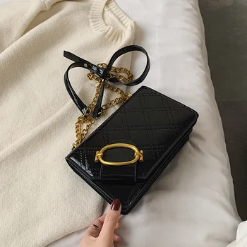 

Luxury women's bag 2020 spring new tide messenger bag female wild fashion chain patent leather small square bag