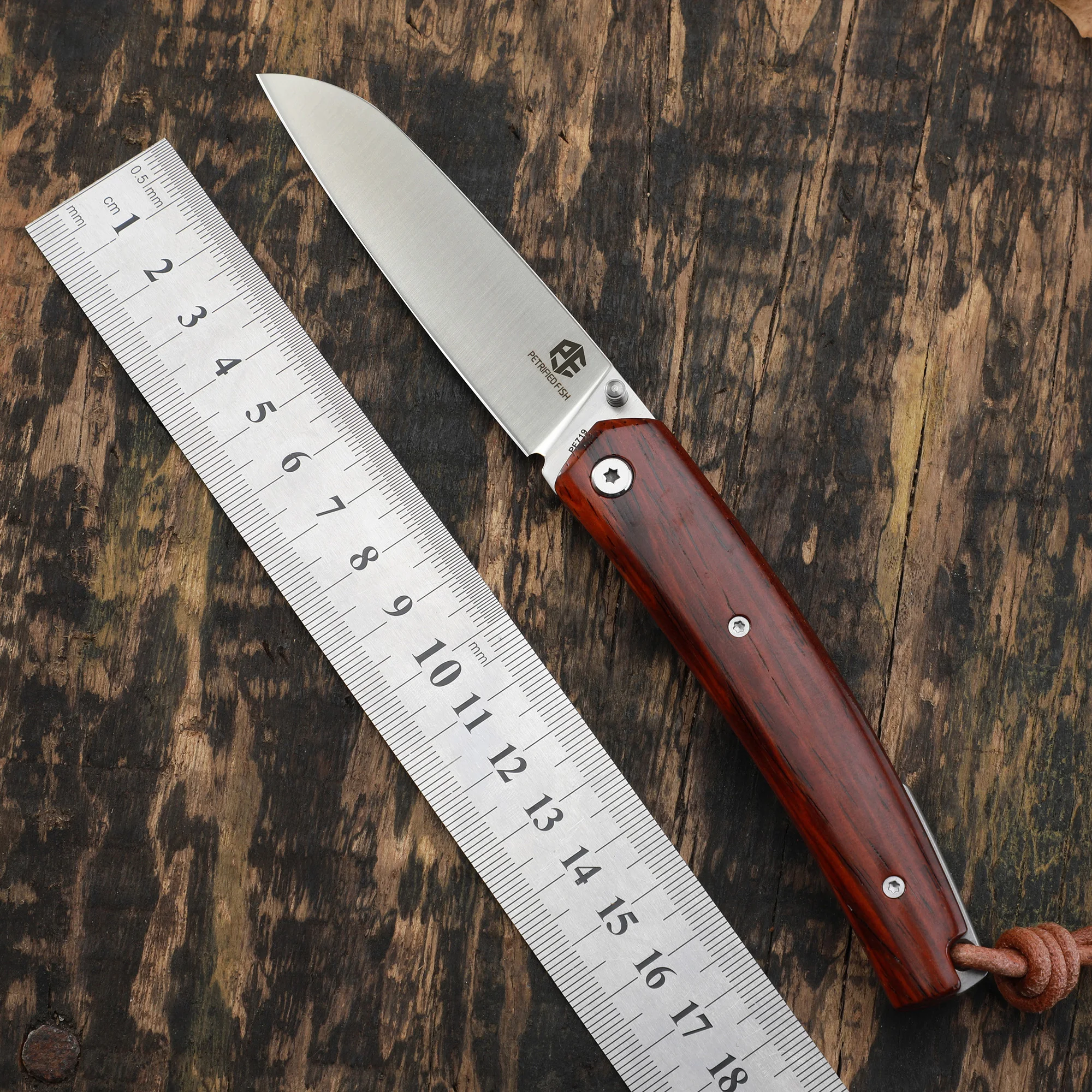 PF719 Petrified fish wooden handle folding knife 12C27N steel  ball bearing  camping tactical  pocket hunting peeling edc tools