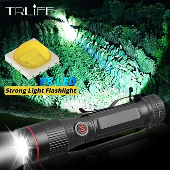 

Super Bright LED Flashlight zoom portable Super Bright torch USB Rechargeable Waterproof Lamp Press Switch use 18650 battery