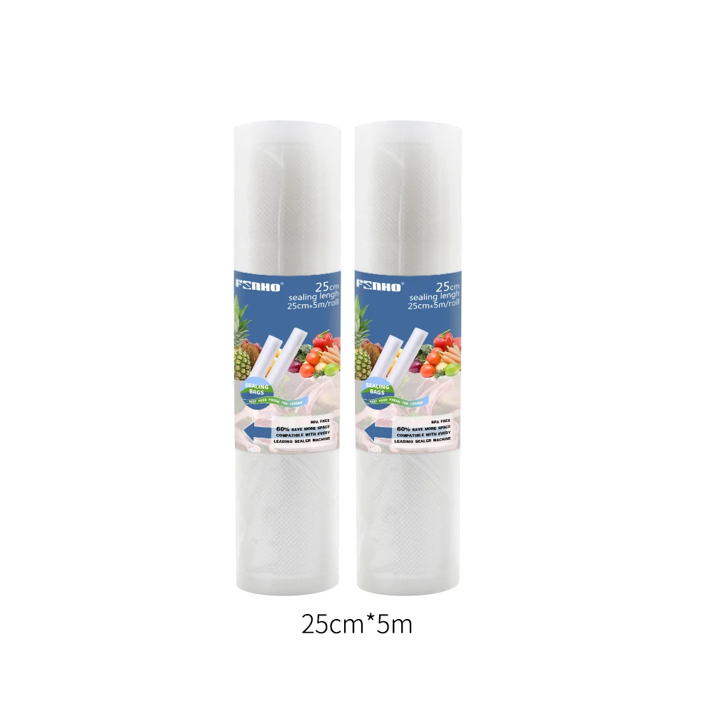 25-5M 2piece FUNHO вакуумные пакеты для пищевых продуктов, вакуумный упаковщик, пищевая свежесть, длительное хранение 12+ 15+ 20+ 25+ 28 см* 500 см, 5 рулонов/партия, пакеты для вакуумного упаковщика - Цвет: 25-5M 2piece