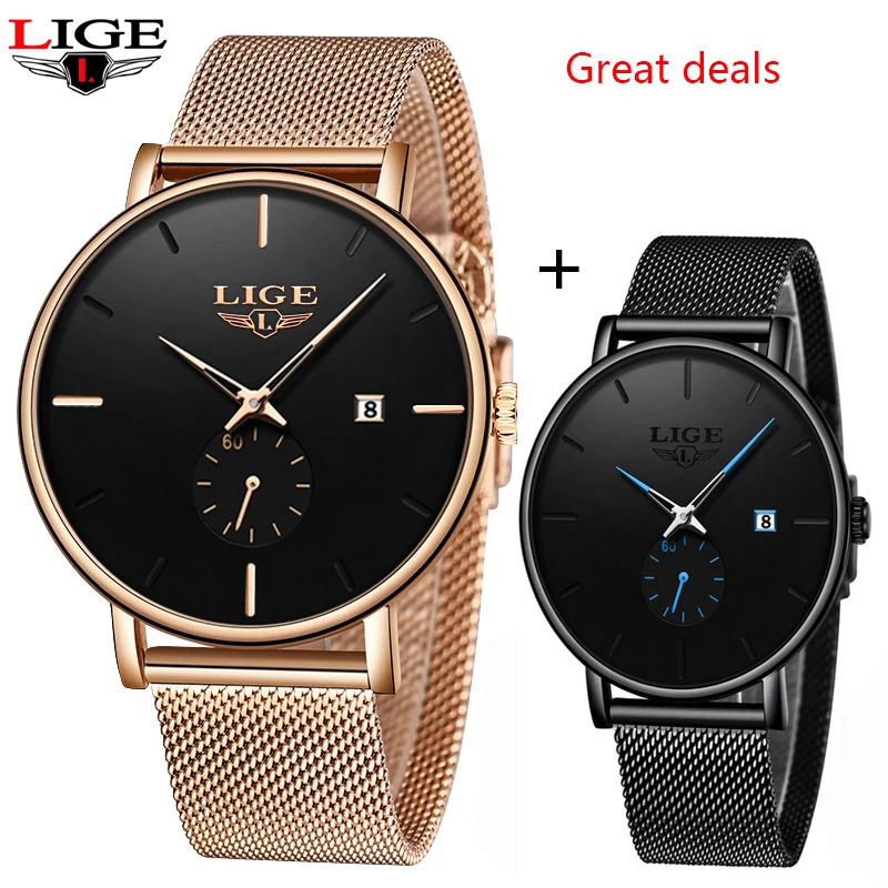 

2019 LIGE watch with men's watch top brand luxury famous dress casual fashion watch neutral ultra-thin watch Relojes Para Hombre
