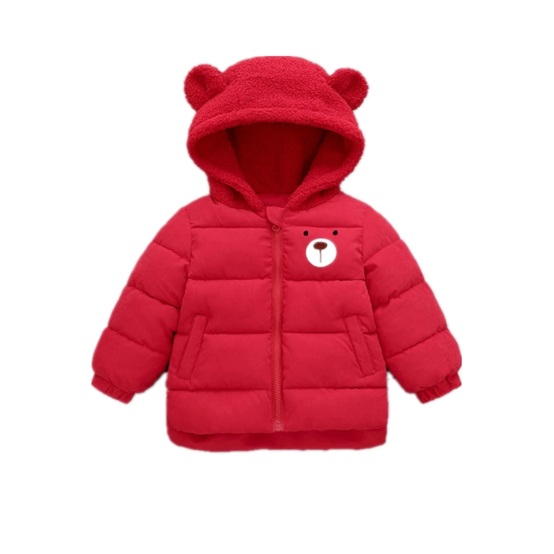 Baby Down Cotton kids Unisex Winter Coats Girls Warm Kids Jacket Winter Fur Collar Hooded Cartoon Outerwear& Coats