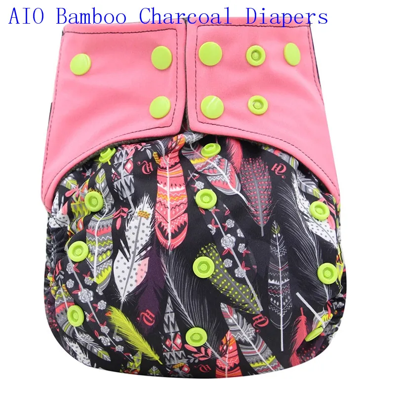 Ohbabyka бамбуковый уголь ткань пеленки для ребенка ночь регулируемые Эко-дружественные пеленки крышка с двойные вставки AIO и AI2 подгузник - Цвет: Y102
