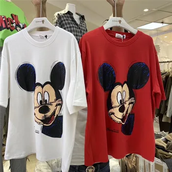 

Korean Short Sleeve T-shirt Women 2020 Spring New Loose Mickey Printing Ins Casual Tee Pullover Jumper Female Tops