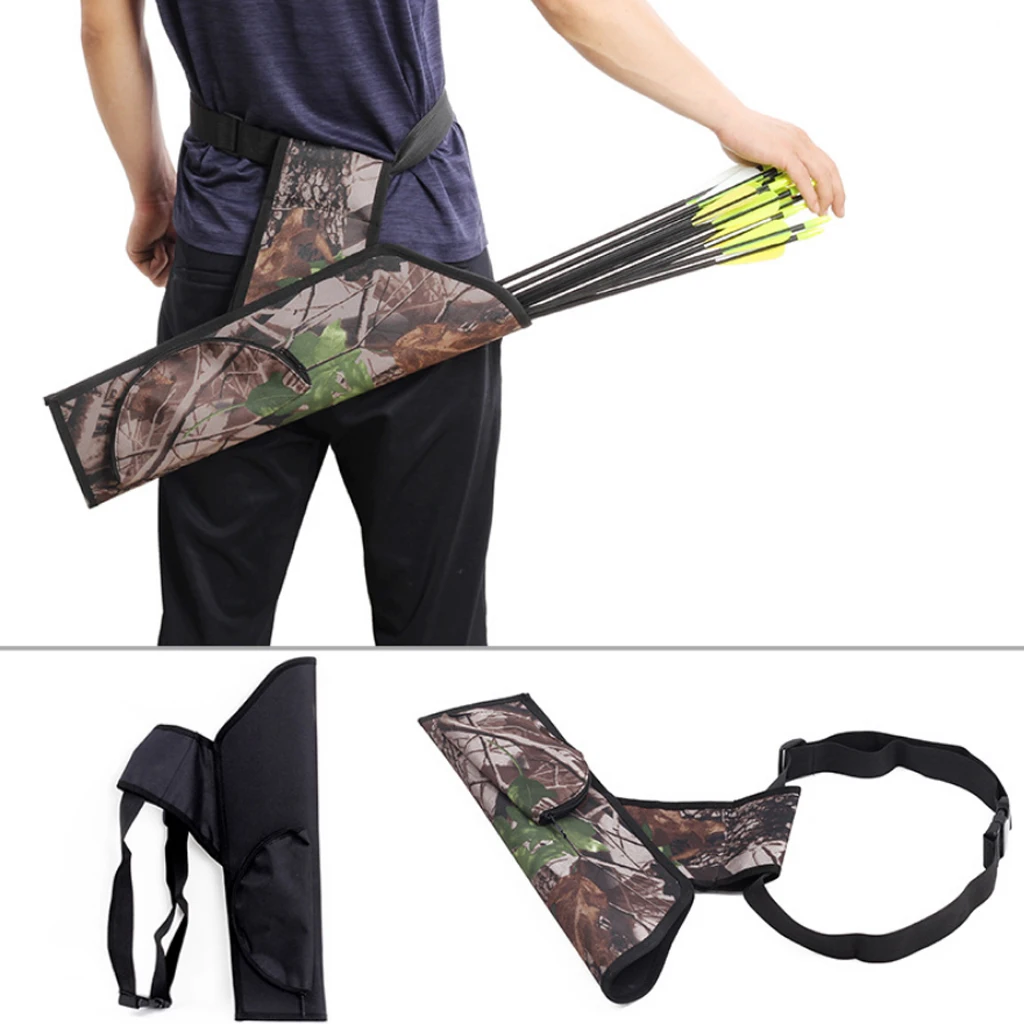 Wear Resistant Canvas Hunting Archery Quiver with Shoulder Strap for Back or Waist Use Adjustable Belt Hunting Accessories