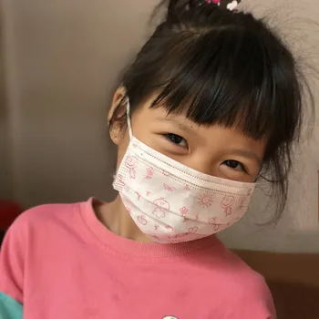 

100Pcs 3 layer Disposable Elastic Mouth Soft Breathable Cartoon Soft Breathable Flu Hygiene Child Kids Face Mask Dropshipping