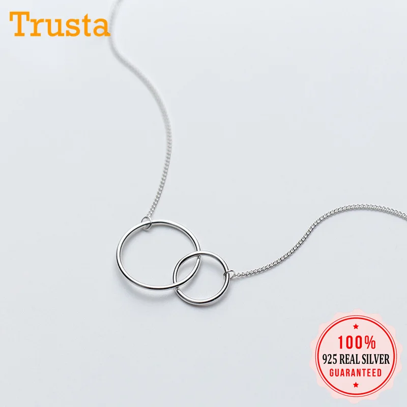Trusta 2019 100% 925 одноцветное Настоящее серебро 925 пробы Jewelry полый, Круглый, подвесной Короткие ожерелье на шею подарок для девушек DA02