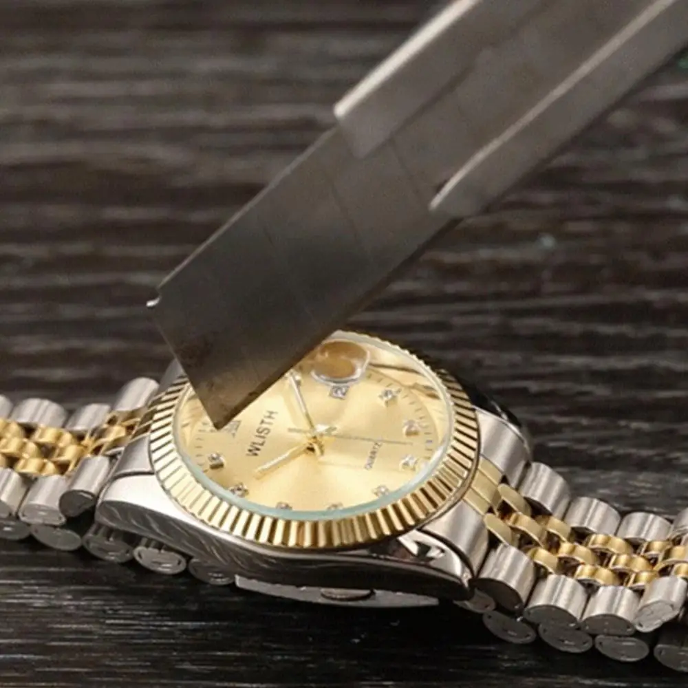 Reloj de pulsera de cuarzo para hombre y mujer, cronógrafo de lujo de oro, LadyLover, de acero inoxidable, resistente al agua, con fecha automática analógica - Imagen 5