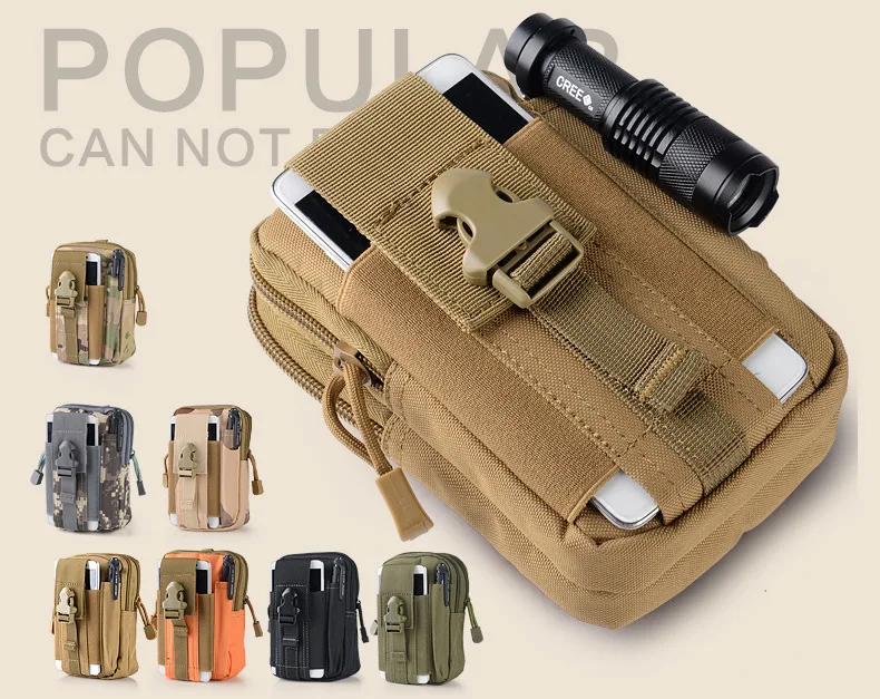 

Factory Sales Multi-functional Army Fans Tactical Waist Pack Outdoor Sports Mobile Phone Waist Bag Pannier Bag Men Wear Leather