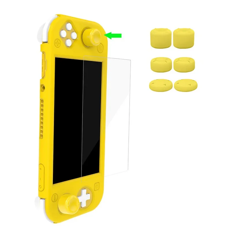 Цвет: желтый For Switch Lite Silicone Protective Case House Shell Screen Protective Film Rocker Cap Kit Console Gamepad Accessories - Цвет: Цвет: желтый