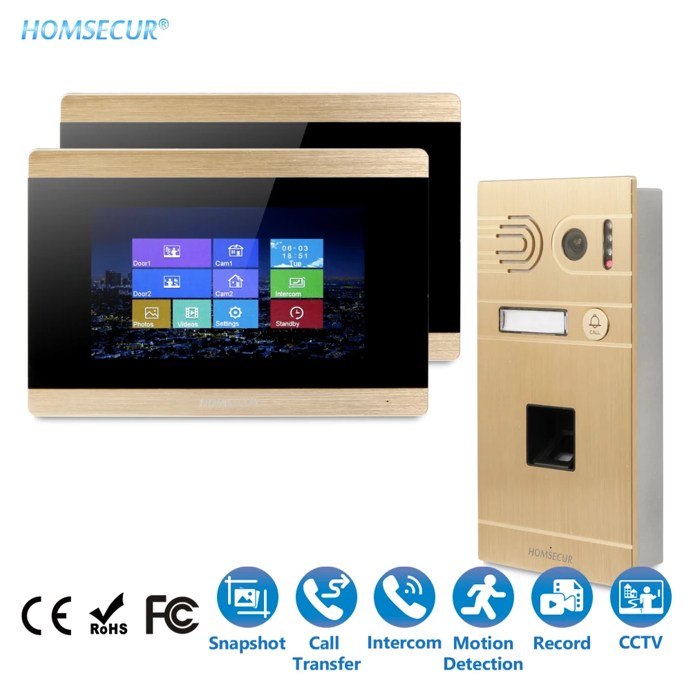 

Shipping from the EU HOMSECUR 7" Wired Video&Audio Home Intercom+Touch Screen Monitor for Apartment BC061-G+BM715-G