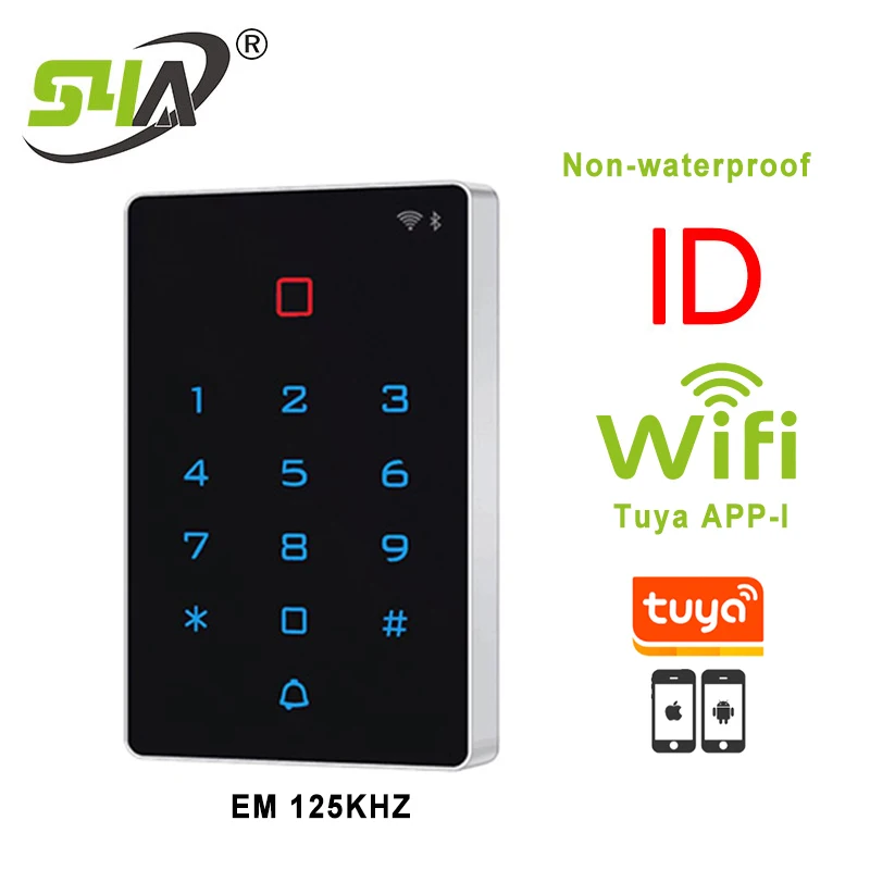 FUSYTULY Bluetooth Tuya RFID Toegangscontrole Toetsenbord Vingerafdruk Biometrie Systeem IP65 Waterdicht 13,56 MHz RFID Toegangscontroller Touch Toetsenbord met Scherm 10 stks Keyfobs