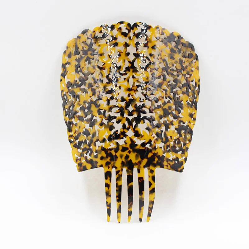 Moda Popolare Pentes De Cabelo Largo Tartaruga Flor Esculpida Acrílico Concha Pentes Para Senhoras