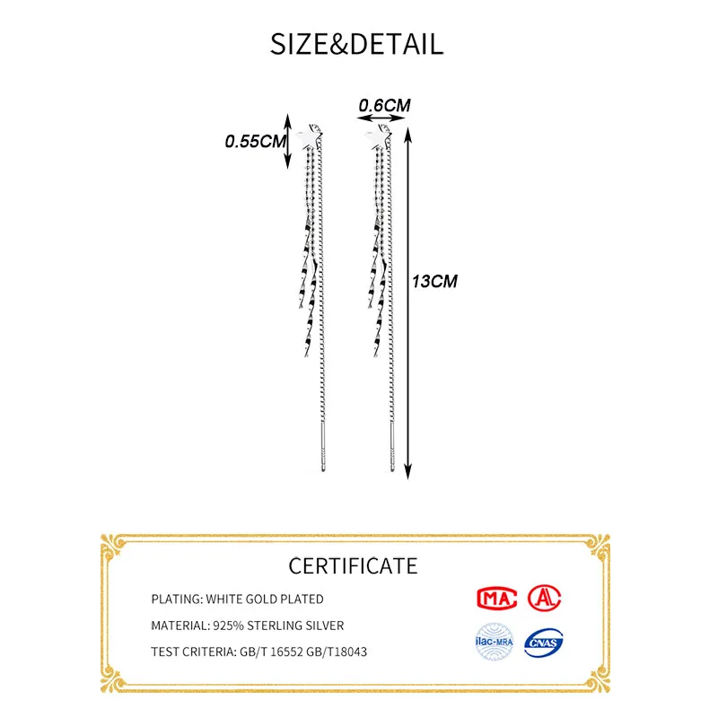 INZATT Настоящее серебро 925 проба звезда длинная ниспадающая Кисточка Серьги для модных женщин Свадебная вечеринка милые ювелирные изделия аксессуары