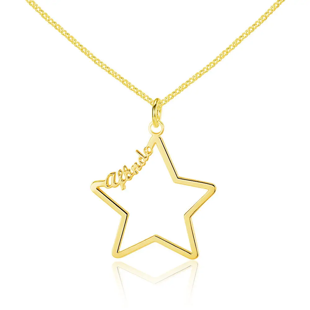 Custom Stainless Steel five-pointed Star Personality Name Necklace Rose Gold White Environmental Protection Materi | Украшения и