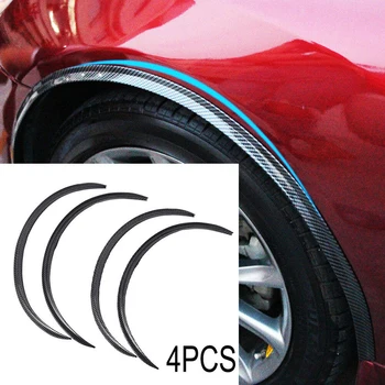 

4Pcs Carbon Fiber Exterior Parts Car Wheel Eyebrow Arch Trim Lips Strip Fender Flare Protector Eyebrow Protectors
