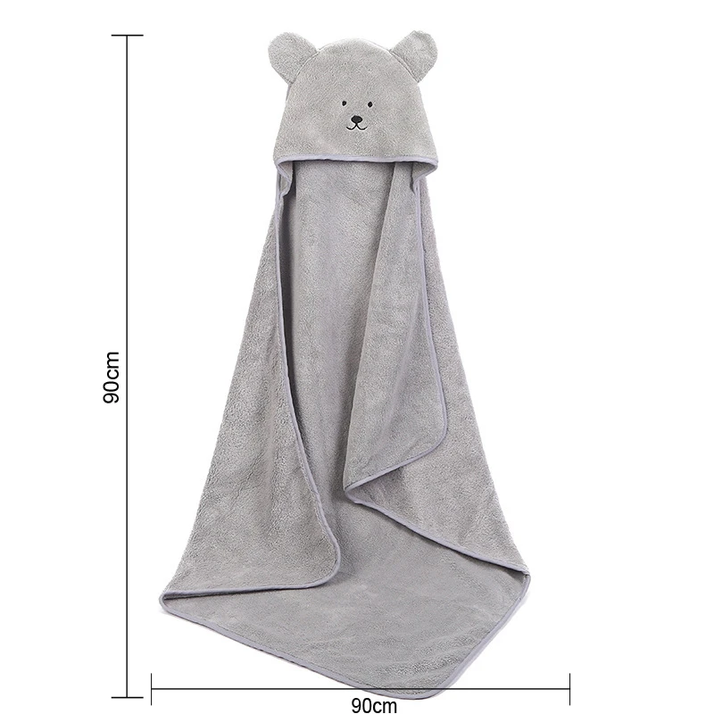 New Born Baby Bath Towel Gery Cartoon Bear Baby Bath Towel Unisex Kids