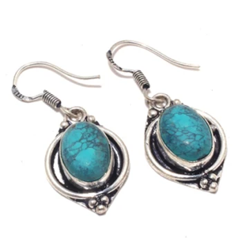 

Turquois, Silver Overlay on Copper Earrings ,42 mm , FRE0010