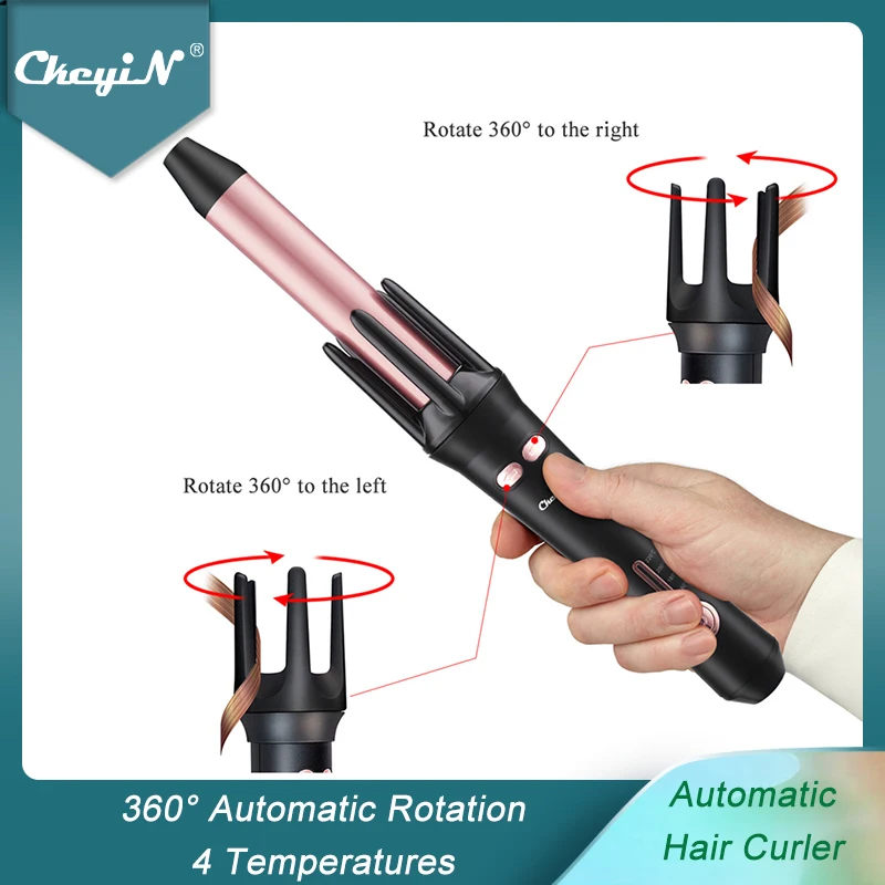 CkeyiN  Ceramic Automatic Rotating Curling Iron Professional Hair Curler 26mm Spin Curling Wand  4 Temperytures Styling Tool 51
