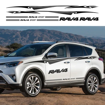 

For Toyota RAV4 1Set Racing Car Door Side Waist Line Stickers Vinyl Auto Decor Decal Waterproof Car Body Decoration Accessories