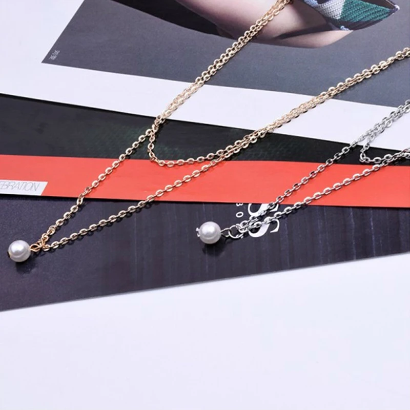 Sweet Simple Double Layer Pearl Collarbone Necklace Charming Women’s Choker Chain Pendant Female Fashion New Year Jewelry Gifts
