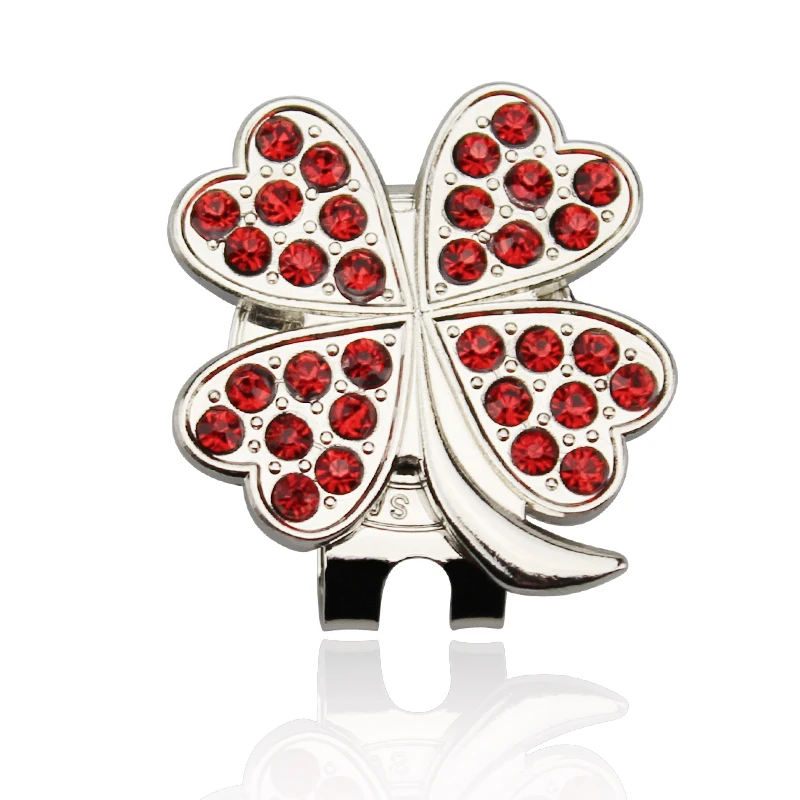 Golf Ball marker diamond crystal four leaf clover girl wife gift 4 colors