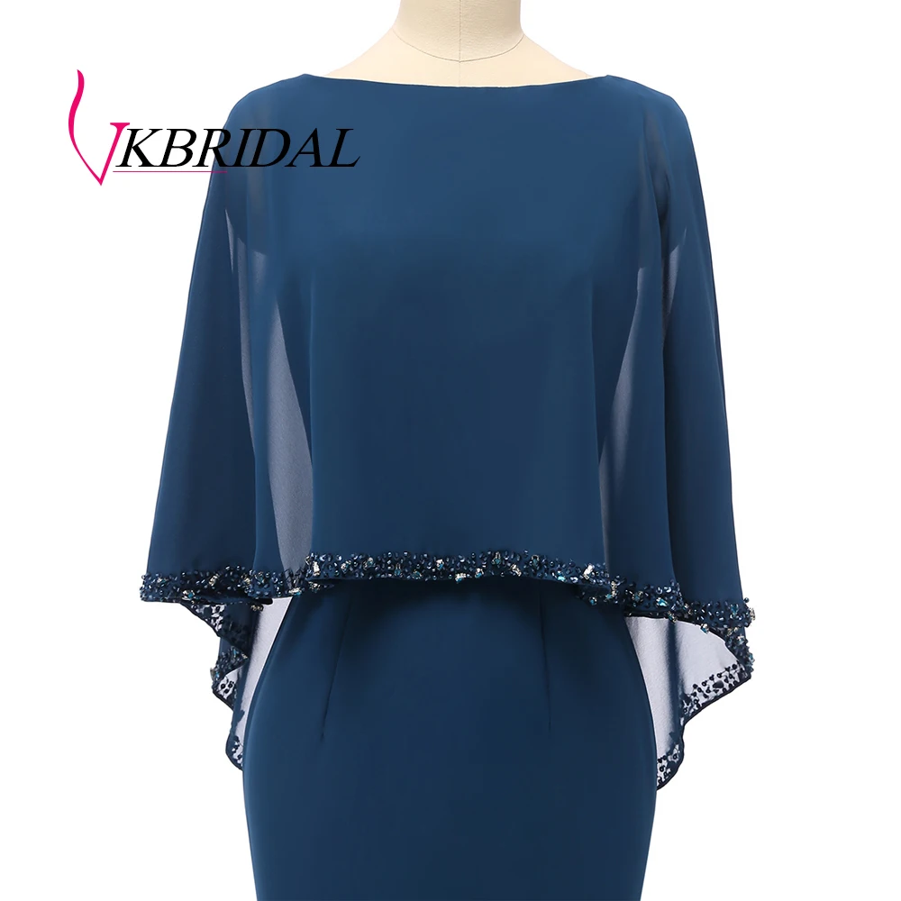 VKBRIDAL элегантные длинные вечерние платья с накидкой реальные фотографии Русалка Выпускные вечерние платья бусины из бисера robe de soiree