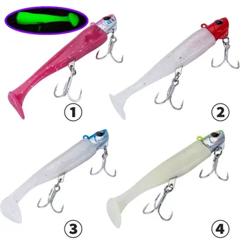 

6pcs Luminous Wobbler Lure Fishing Lead Head Spinner Real Swimming Fish Soft T Tail Bait Jigging Popper Minnow With Treble Hooks