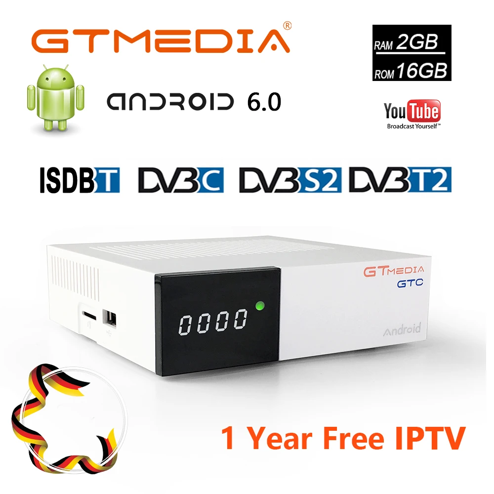 Freesat/GTmedia GTC спутниковый ресивер DVB-S2/T2/кабель ISDBT android 6,0 Поддержка IPTV Netflix cccam Youtube wifi декодер PK H96