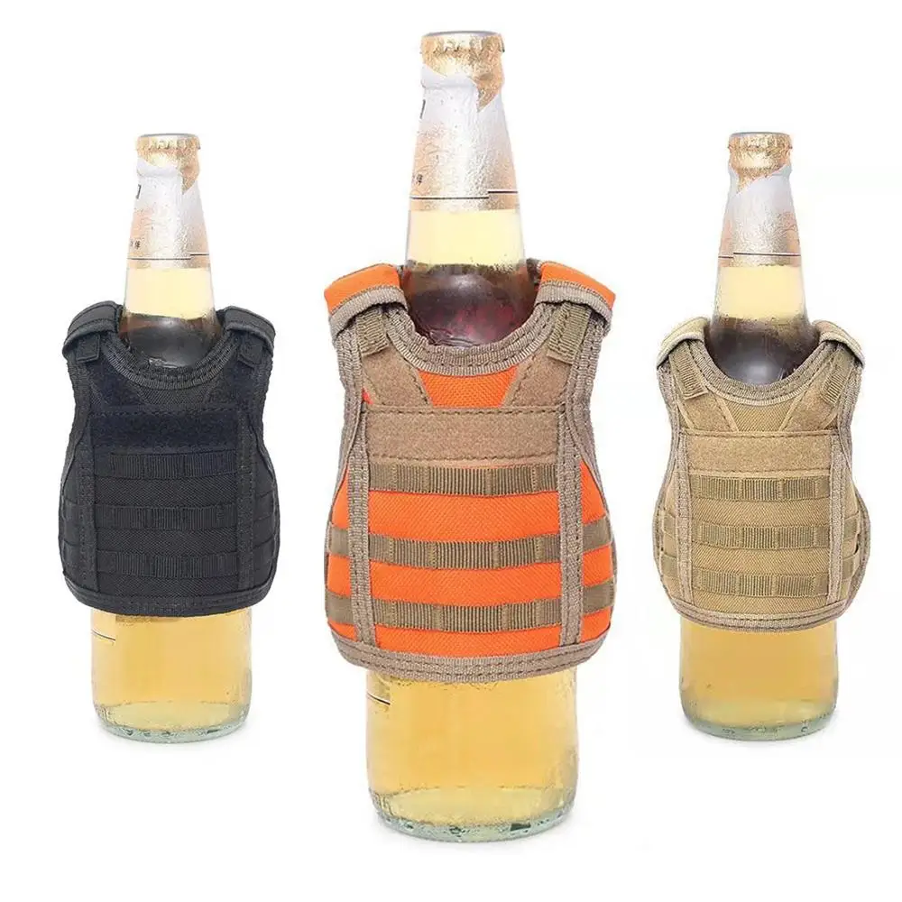 

Tactical Beer Bottle Vest Cover Military Mini Miniature Molle Vest Bottle Drink Set Beverage Cooler Adjustable Shoulder Straps