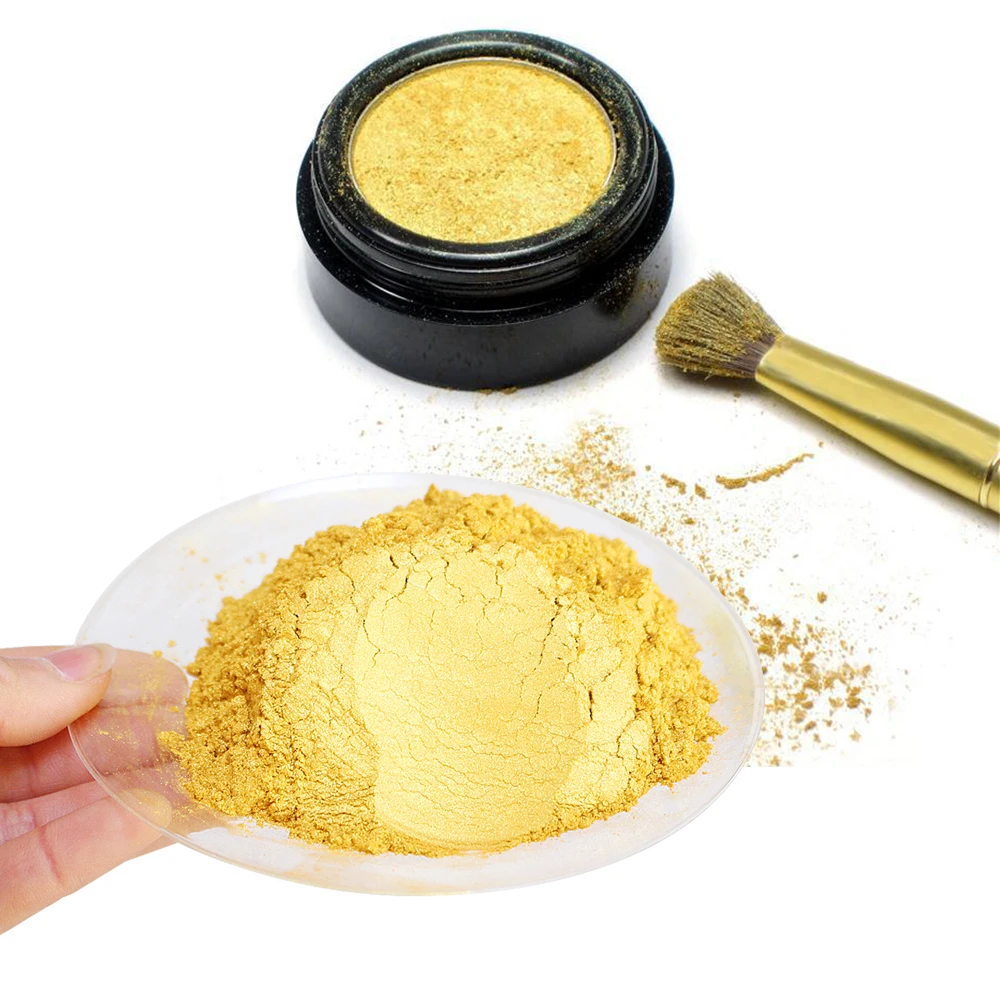 Gold Pigment Pearl Powder Natural Mineral Mica Powder DIY Dye Colorant for Eye Shadow Car Crafts 100g Acrylic Gold Pigment