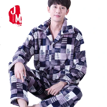 

Winter Sleepwear Men's Thick Coral Fleece Pajama Male Long Sleeve Pijama Autumn Casual Homewear Sleepwear Male Homewear Sleep