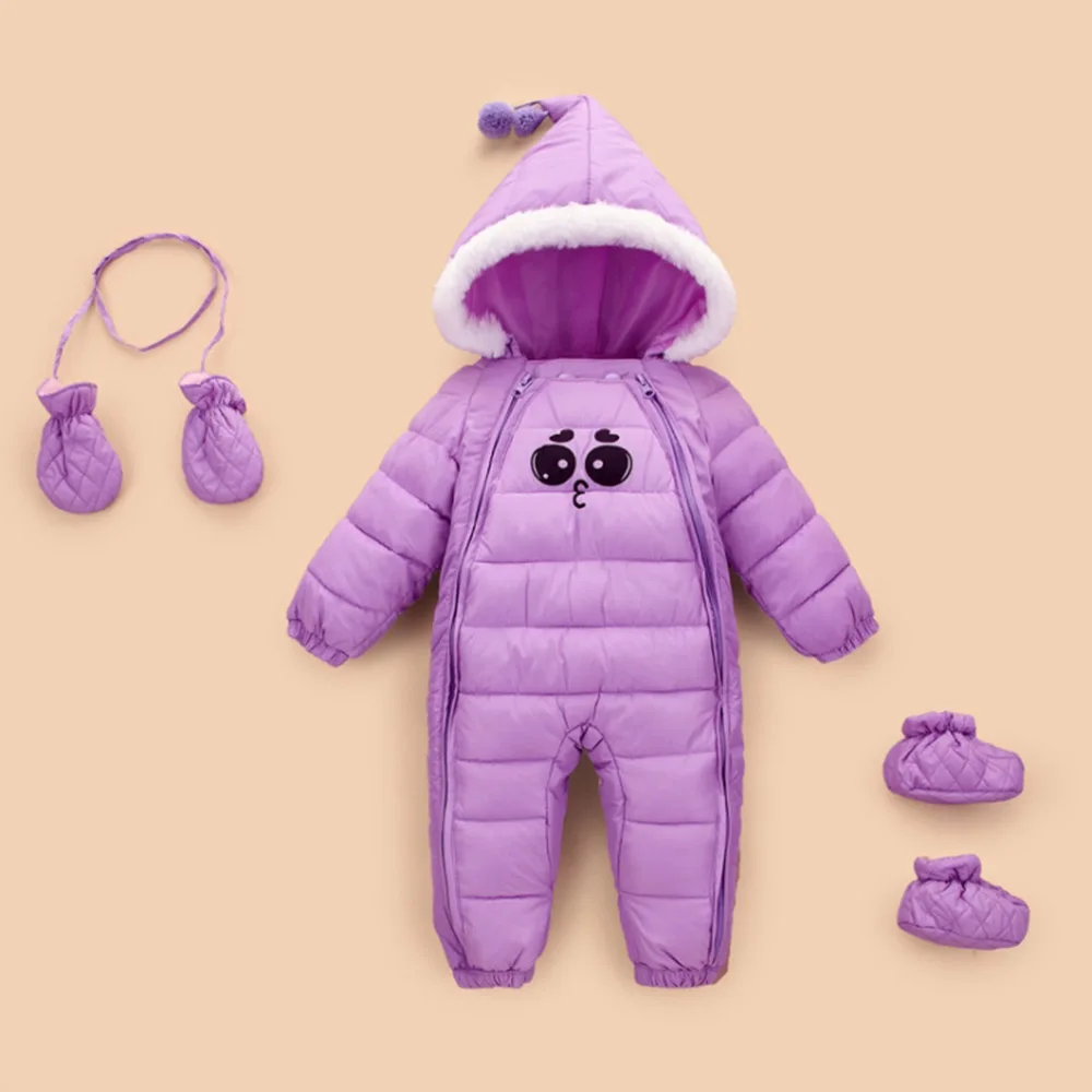 SHUJIN Милая зимняя утепленная куртка для маленьких мальчиков и девочек Теплый хлопковый комбинезон для новорожденного, для малыша одежда; комбинезон с капюшоном; куртка; верхняя одежда - Цвет: D